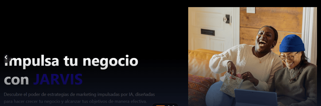 Página principal del asistente de marketing Jarvis